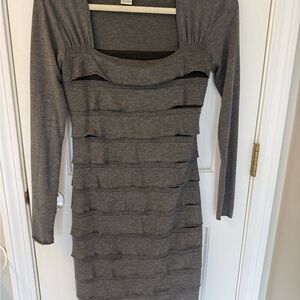 Elegant Gray Long Sleeve Dress